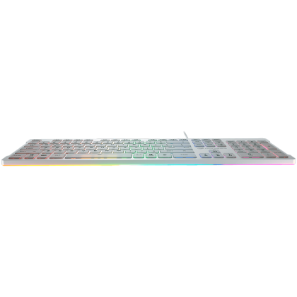 COUGAR Vantar S White, Gaming Keyboard, Flat Caps With Scissor-Switch, 19-Key Rollover, Eight Backlight Effects, Anti-Ghosting Technology, Adjustable Stand, Dimensions: 446.5 x 128 x 16.3 mm