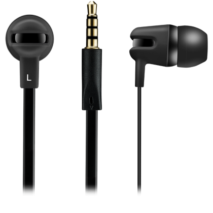 CANYON SEP-4, Stereo earphone with microphone, 1.2m flat cable, Black, 22*12*12mm, 0.013kg