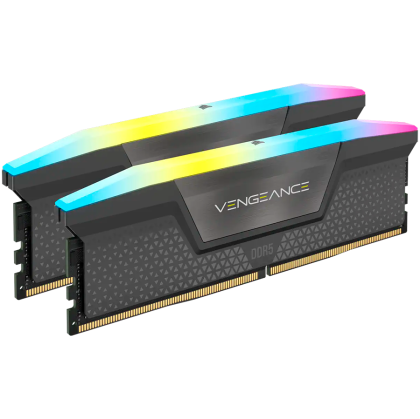 Corsair DDR5, 6000MT/s 32GB 2x16GB DIMM, Unbuffered, 30-36-36-76, Std PMIC, AMD EXPO, VENGEANCE RGB DDR5 Cool Grey Heatspreader, Black PCB, 1.4V, EAN:0840006600107