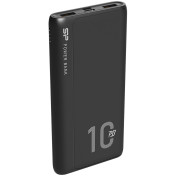 Silicon Power QP15 10.000mAh PowerBank > 500 charging cycles 2x USB A Out, 1x Micro USB in + 1x USB C In/out, Li-Polymer, 10000mAh, Fast Charge, Black, EAN: 4713436140252