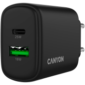 CANYON charger OnCharge 250 25W 1xPD 1xQC EU Black