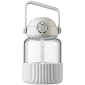 BUYDEEM Pop-Up Straw Glass Bottle 800 ml, model DG78, color Oats White