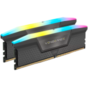 CORSAIR DDR5, 6000MT/s 64GB 2x32GB DIMM, Unbuffered, 40-40-40-77, Std PMIC, AMD EXPO, VENGEANCE RGB DDR5 Cool Grey Heatspreader, RGB LED, 1.35V