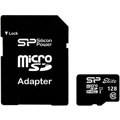 Silicon Power Elite /class 10 128GB mSD Card UHS-1 (U1) R/W: up to 85/10 MB/s, ECC function, Shock/water/x-ray-proof, w/ adapter