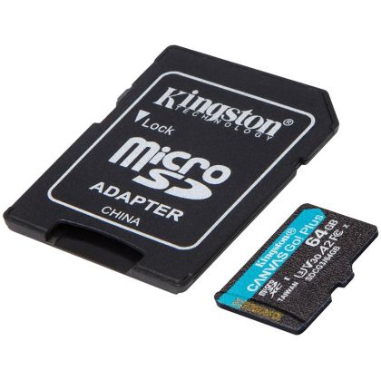 Kingston 64GB microSDXC Canvas Go Plus 170R A2 U3 V30 Card + ADP