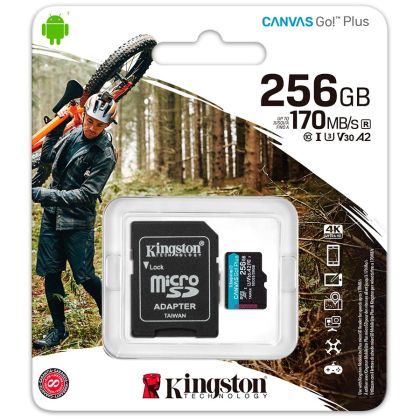 Kingston 256GB microSDXC Canvas Go Plus 170R A2 U3 V30 Card + ADP