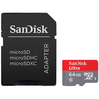 SanDisk High Endurance microSDXC 64GB + SD Adapter - for dash cams & home monitoring, up to 5,000 Hours, Full HD / 4K videos, up to 100/40 MB/s Read/Write speeds, C10, U3, V30, EAN: 619659173081