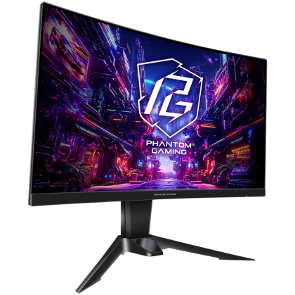 Asrock Curved Gaming Monitor, 27" QHD(2560x1440) VA, Anti-Glare, 180 Hz, 132% sRGB, 5000:1, 16:9, 300 cd/m^2, 178º/178º, 1ms (MPRT), FreeSync, Flicker-free, Tilt, Swivel, Hight adj, VESA, 2x 2W Speaker, 2x HDMI, 1x DP, 1x Audio, Wi-Fi antenna, 3Y