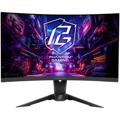 Asrock Curved Gaming Monitor, 27" QHD(2560x1440) VA, Anti-Glare, 180 Hz, 132% sRGB, 5000:1, 16:9, 300 cd/m^2, 178º/178º, 1ms (MPRT), FreeSync, Flicker-free, Tilt, Swivel, Hight adj, VESA, 2x 2W Speaker, 2x HDMI, 1x DP, 1x Audio, Wi-Fi antenna, 3Y