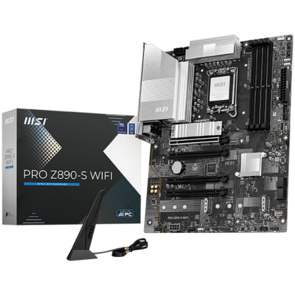 MSI PRO Z890-S WIFI, LGA 1851, Dual Channel DDR5 up to 8600(OC)MHz, 4x PCIe x16 slots, 3x M.2 slot, 4xUSB 2.0, 6xUSB 5Gbps A, 1xUSB 20Gbps C,1x HDMI, 1x Type-C DP,1x DP, 2.5GbpsLAN, 7.1 Audio, 3y warranty