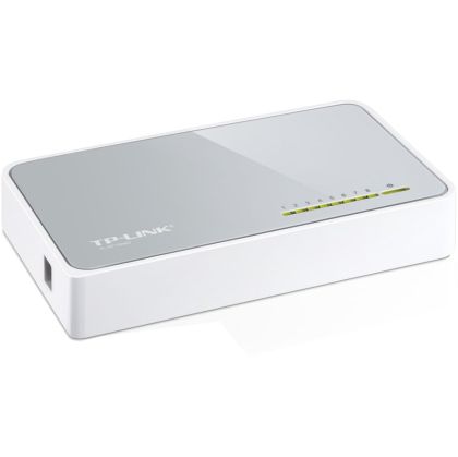 Switch TP-Link TL-SF1008D, 8-Port RJ45 10/100Mbps desktop switch, Fanless, LED indicator, Auto Negotiation/Auto MDI/MDIX, Plastic case