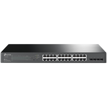 TP-Link SG2428P Omada 28-Port Gigabit Smart Switch with 24-Port PoE+, 24× Gigabit 802.3af/at PoE+ ports and 4× Gigabit SFP slots, 250 W total PoE budget, Omada app, Static Routing, VLAN, ACL, QoS, IGMP Snooping, Zero-Touch Provisioning