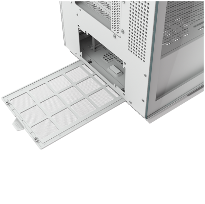 COUGAR | FV270 White | PC Case | Mid tower / Tempered, Curved Glass Perimeter / Quick Detachable Air Filters / Up to 9 Fans (1x120mm RGB Preinstalled) / White