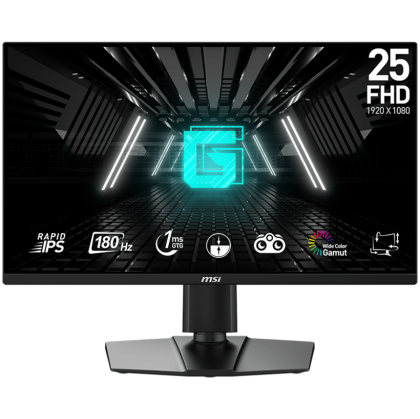 MSI G255PF E2 Gaming Monitor, 24.5"" 180Hz, FHD (1920x1080) 16:9, Rapid IPS Anti-glare, 1ms, 300nits, 1000:1, 178°/178°, AMD FreeSync, Adjustable Stand, 1x DP, 2x HDMI, 3Y Warranty