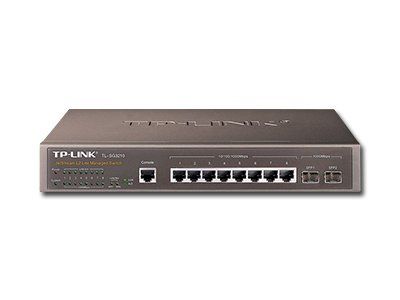 TP-Link TL-SG3210 8-port L2 Managed Switch,8 x 10/100/1000Mbps RJ45 ports + 2 Gigabit SFP slots,Port/Tag/MAC/Protocol-based VLAN,GVRP,STP/RSTP/MSTP,IGMP V1/V2/V3Snooping,L2/L3/L4 Traffic Classification/Priority Management,L2/3/4 ACL,1U 13-inch