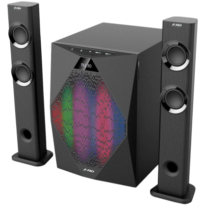 F&D T-300X 2.1 TV Speakers, 70W RMS (17.5Wx2+35W), 2x2.25'' Satellites (soundbar design) + 8'' Subwoofer, BT 4.0/AUX/USB/FM/Multi-color LED/LED Display/Remote control/Wooden/Black