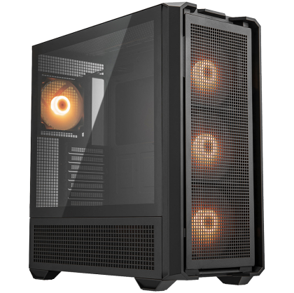 COUGAR | MX600 Black | PC Case | Mid Tower / Mesh Front Panel / 3 x 140mm + 1 x 120mm Fans / Transparent Left Panel