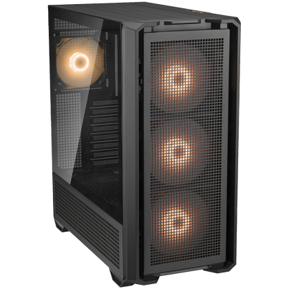 COUGAR | MX600 Black | PC Case | Mid Tower / Mesh Front Panel / 3 x 140mm + 1 x 120mm Fans / Transparent Left Panel