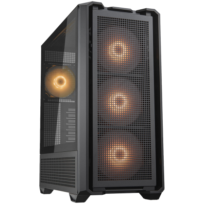 COUGAR | MX600 Black | PC Case | Mid Tower / Mesh Front Panel / 3 x 140mm + 1 x 120mm Fans / Transparent Left Panel