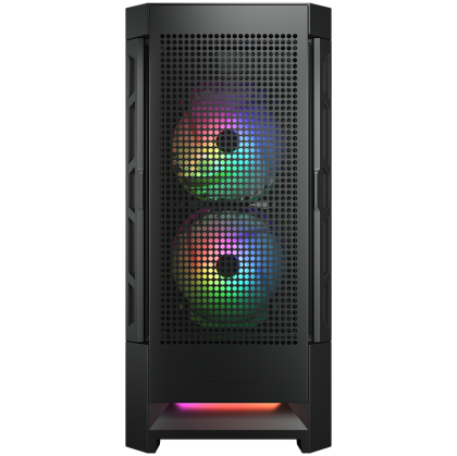 COUGAR | Case Airface RGB Black | PC Case | Mid Tower / Mesh Front Panel / 2 x 140mm ARGB Fans / 1x 120mm ARGB Fan / TG Left Panel / Black