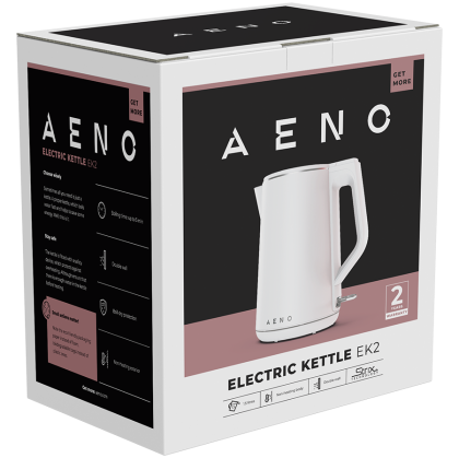 AENO Electric Kettle EK2: 1850-2200W, 1.5L, Strix, Double-walls, Non-heating body, Auto Power Off, Dry tank Protection