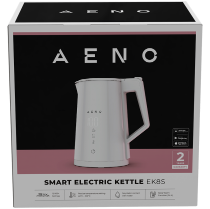 AENO Electric Kettle EK8S Smart: 1850-2200W, 1.7L, Strix, Double-walls, Temperature Control, Keep warm Function, Control via Wi-Fi, LED-display, Non-heating body, Auto Power Off, Dry tank Protection