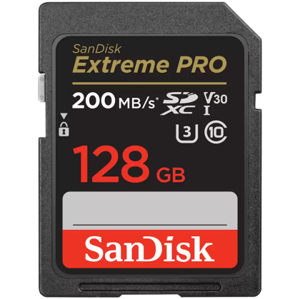 SanDisk Extreme PRO 128GB SDXC Memory Card + 2 years RescuePRO Deluxe up to 200MB/s & 90MB/s Read/Write speeds, UHS-I, Class 10, U3, V30