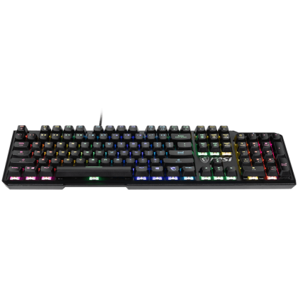 MSI VIGOR GK41 LR US Gaming Keyboard, Black, 6 fixed color LEDs in 10 different lighting zones, 6+N Key Rollover & Anti-ghosting, Hotkeys for Rapid Control, 3 Adjustable Keyboard Angles