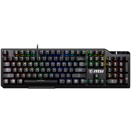 MSI VIGOR GK41 LR US Gaming Keyboard, Black, 6 fixed color LEDs in 10 different lighting zones, 6+N Key Rollover & Anti-ghosting, Hotkeys for Rapid Control, 3 Adjustable Keyboard Angles