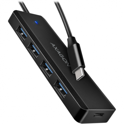 AXAGON HUE-C1C 4x USB3.2 Gen 1 Travel hub, USB-C power IN, w. 20cm Type-C cable