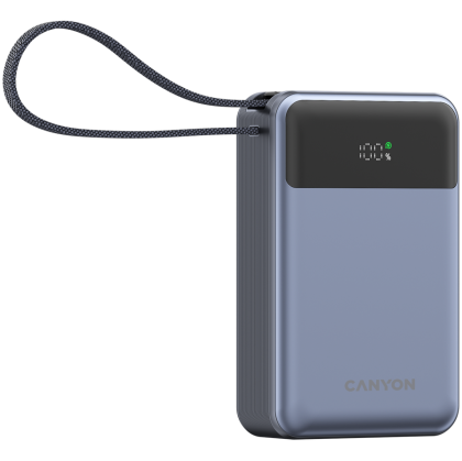 CANYON power bank OnPower 600 built-in cable 20000 mAh PD65W Dark Grey