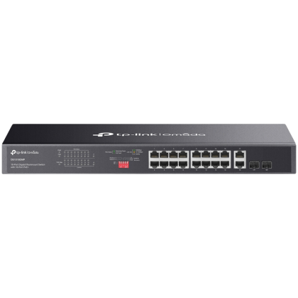 Omada 18-Port Gigabit Rackmount  Switch with 16-Port PoE+ PORT: 16× Gigabit PoE+ Ports, 2× Gigabit Non-PoE Ports, 2× Combo Gigabit SFP Slots SPEC: 802.3at/af, 250 W PoE Power, 1U 19-inch Rack-mountable Steel Case FEATURE: Plug and Play