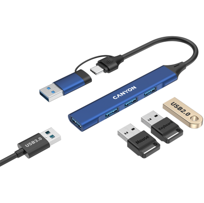 CANYON hub DS-02 4in1 USB-A/C Blue