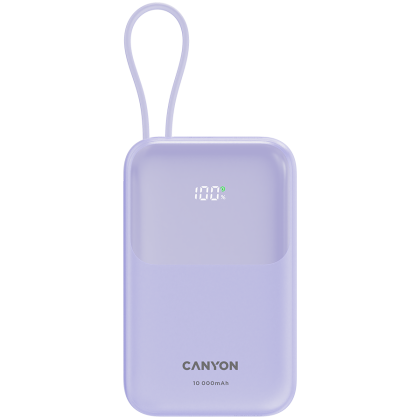 CANYON power bank OnPower 101 built-in cable 10000 mAh PD22.5W Purple