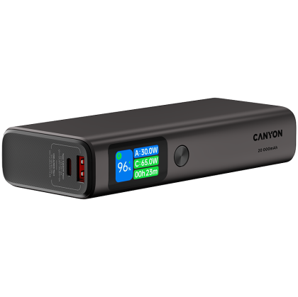 CANYON power bank OnPower 230 TFT 20000 mAh PD130W Dark Grey