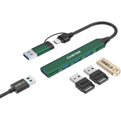 CANYON hub DS-02 4in1 USB-A/C Green