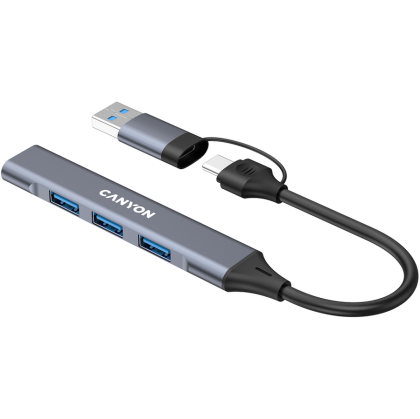 CANYON hub DS-02 4in1 USB-A/C Grey