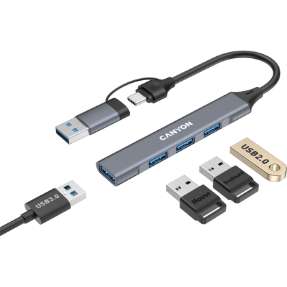 CANYON hub DS-02 4in1 USB-A/C Grey