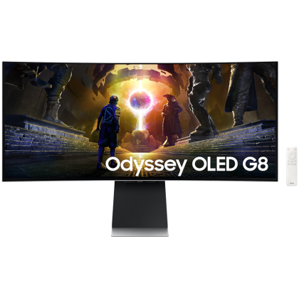 Monitor LED Samsung LS34DG850SUXDU Odyssey G85SD, 34"   Ultra WQHD Curved 1800R 21:9 (3440x1440) OLED 174Hz, 250 cd/m2, 1m:1, HDR400, 0.03ms (GTG), 178/178, FreeSync, 1xDP 2xHDMI, USB Hub, Speakers 3.5 Jack, Remote, 2Y