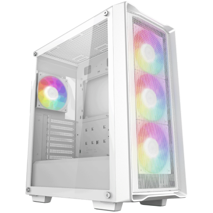 DeepCool CC560 MESH WH V2, Mid Tower, Mini-ITX/Micro-ATX/ATX, 2xUSB3.0, 1xAudio, 4x120mm Pre-Installed ARGB Fans, Tempered Glass, Mesh Panel, White, R-CC560-WHAMA4-G-2