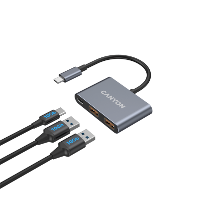 CANYON hub DS-3 3in1 USB-C Dark Grey