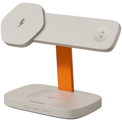 CANYON Wireless Charging Station Hexagon 310 3in1 LightGrey/Orange