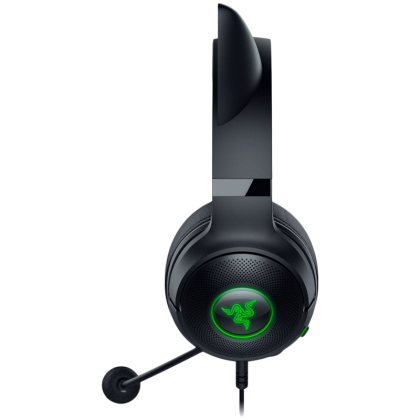 Kraken Kitty V2 - Black, Gaming headset, Kitty Ears, Stream Reactive Lighting, HyperClear Cardioid Mic, 40 mm TriForce Drivers, Built into the earcups microphone, Razer Chroma RGB (Ear and Earcups), Surround sound: Only available on Windows 10 64-bit
