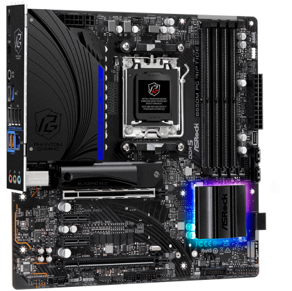 ASROCK MB Desktop B650M PG RIPTIDE, AM5, 4x DDR5, 2x PCIe 4.0 x16, 2x PCIe 3.0 x16, 1x Blazing M.2(PCIe Gen5x4), 1x Hyper M.2, 4x SATA3, RAID 0, 1, 10, 7.1 CH HD Audio, 1x HDMI, 1x DP, 2.5G LAN, 7x USB 3.2, 8x USB 2.0, USB-C, mATX