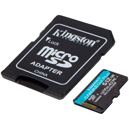KINGSTON 512GB microSDXC Canvas Go Plus Gen4 200MB/s A2 U3 V30 Card + Adapter