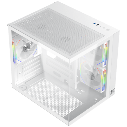 Aqua M Lite Arctic (WH, MATX, U3x1 & U2x1, 2PCS TG, 4PCS G22A Arctic Reverse & 1PC G22A Arctic,ARGB Remote Control Box)