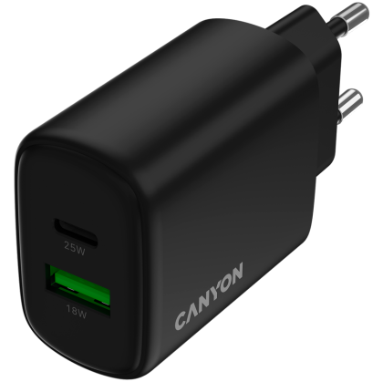 CANYON charger OnCharge 250 25W 1xPD 1xQC EU Black