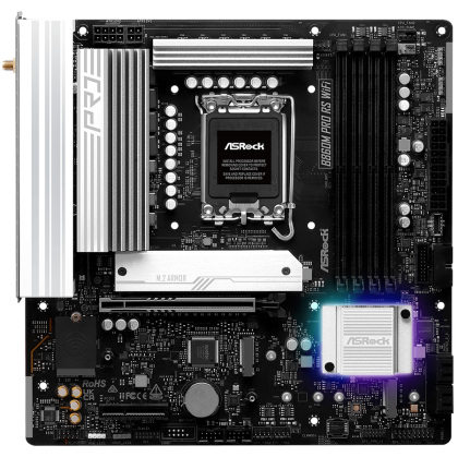 ASROCK MB Desktop B860M Pro Rs Wi-fi, S.1851, 4x DDR5, 1x PCIe 5.0 x16, 1x PCIe 4.0 x4, 1x Blazing M.2, 2x Hyper M.2, 4x SATA3, 2x USB-C, 8x USB 3.2, 6x USB 2.0, 1x RJ-45 2.5GB Lan, 802.11axe Wi-Fi 6E + Bluetooth 5.3, ATX