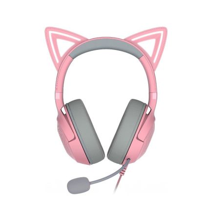 Kraken Kitty V2 - Pink, Gaming headset, Kitty Ears, Stream Reactive Lighting, HyperClear Cardioid Mic, 40 mm TriForce Drivers, Built into the earcups microphone, Razer Chroma RGB (Ear and Earcups), Surround sound: Only available on Windows 10 64-bit