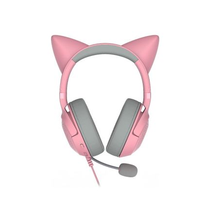Kraken Kitty V2 - Pink, Gaming headset, Kitty Ears, Stream Reactive Lighting, HyperClear Cardioid Mic, 40 mm TriForce Drivers, Built into the earcups microphone, Razer Chroma RGB (Ear and Earcups), Surround sound: Only available on Windows 10 64-bit